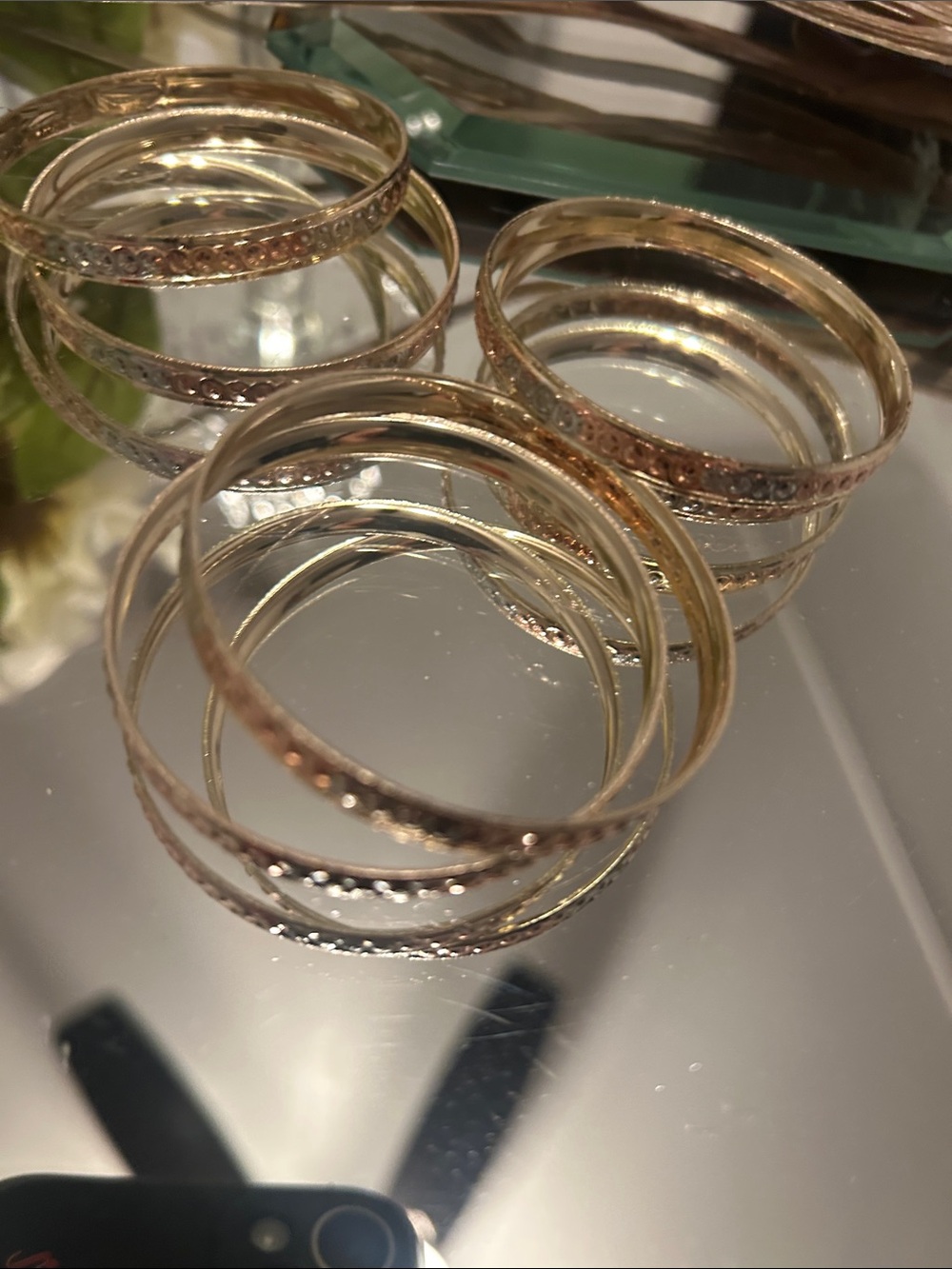 Gold-Tone Stacking Bangle Bracelet Set - Elegant Women's Jewelry